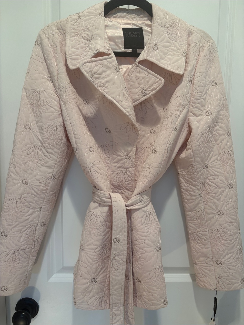 Hilary Radley Quilted Belted Trench Coat - Light Pink